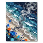 Abstract Ocean Wave Smoke Swirl Art Rug