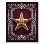Ornate Deep Burgundy Starfish Frame Rug