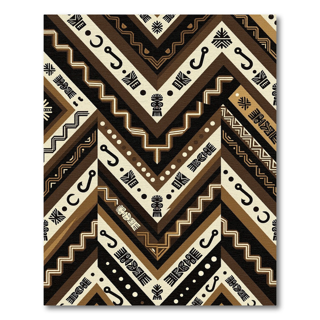 Tribal Brown Geometric Chevron Totem Rug