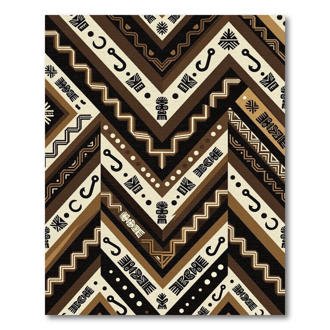 Tribal Brown Geometric Chevron Totem Rug