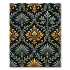 Regal Gold and Emerald Baroque Damask Rug