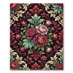 Dark Crimson Floral Baroque Botanical Rug