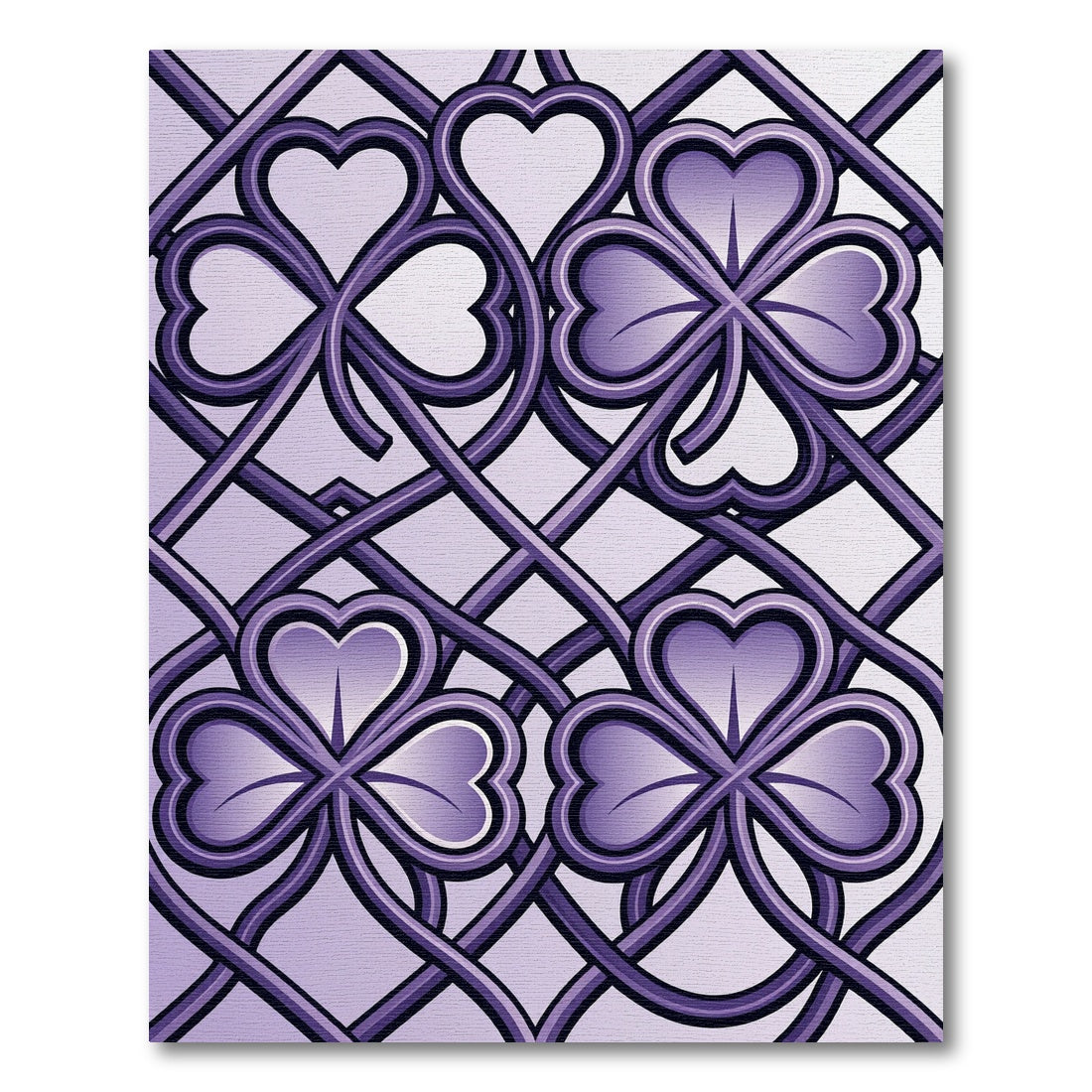 Purple Clover Heart Interlocking Lattice Rug