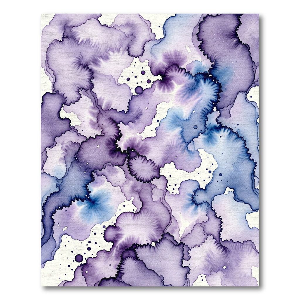 Ethereal Violet Blue Abstract Watercolor Ink Rug