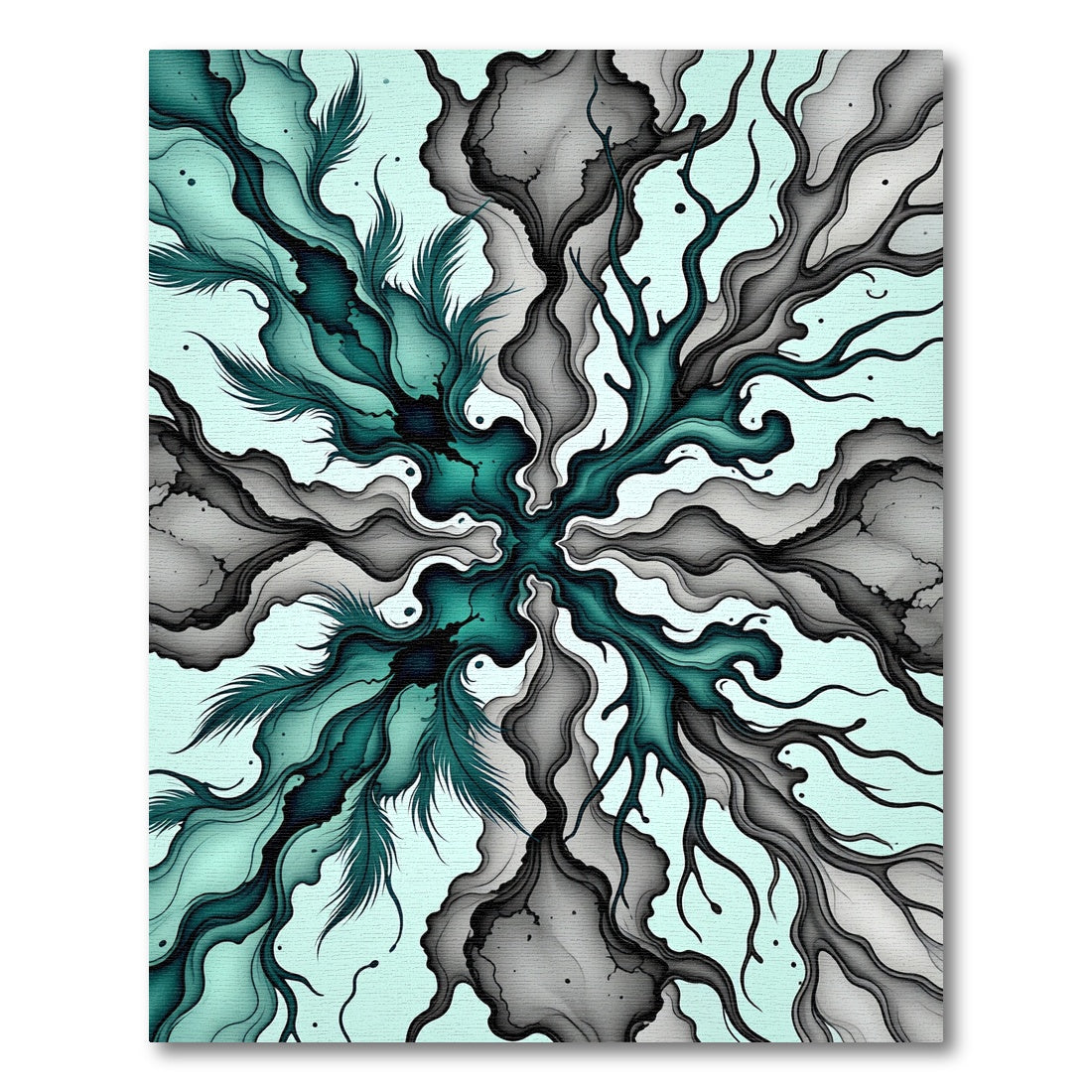 Teal Black Organic Swirl Cloud Rug