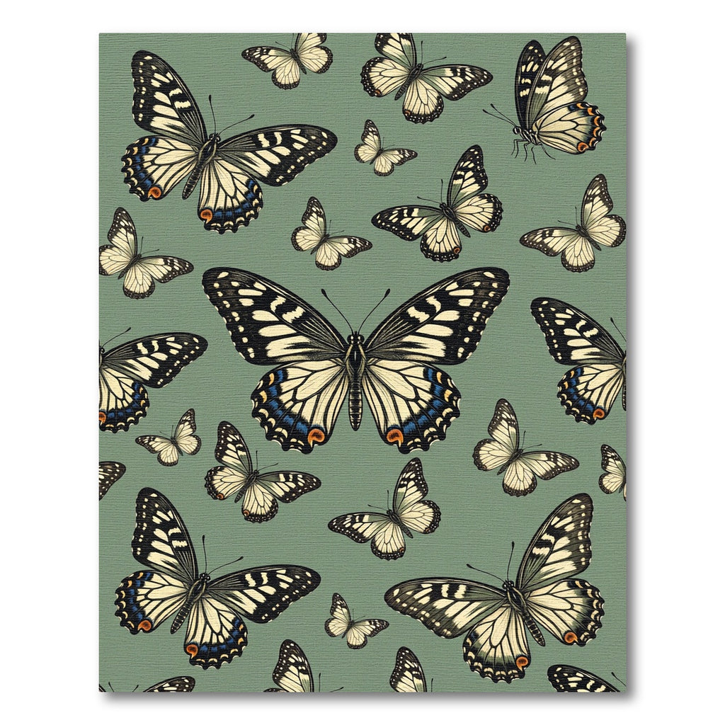 Sage Green Whimsical Butterfly Garden Rug