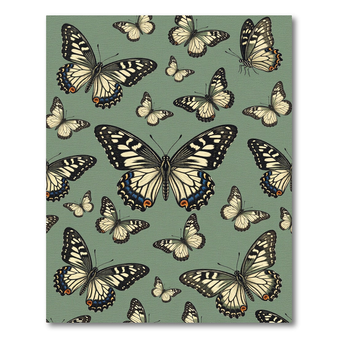 Sage Green Whimsical Butterfly Garden Rug