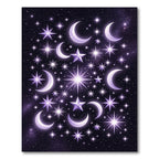 Celestial Purple Crescent Moon Starry Sky Rug