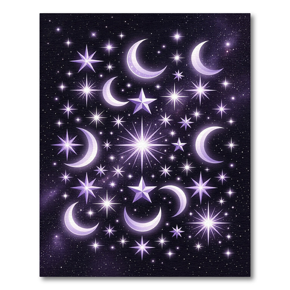 Celestial Purple Crescent Moon Starry Sky Rug