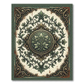Elegant Sage Ornate Damask Medallion Rug