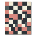 Modern Dusty Pink Charcoal Grid Rug
