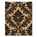 Ornate Acanthus Scrollwork Brown Rug