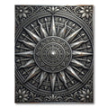 Metallic Silver Ornate Mandala Star Compass Rug