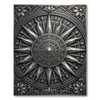 Metallic Silver Ornate Mandala Star Compass Rug