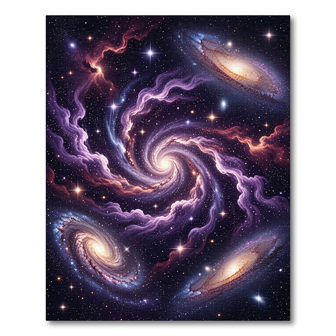 Cosmic Purple Nebula Whirlpool Galaxy Rug