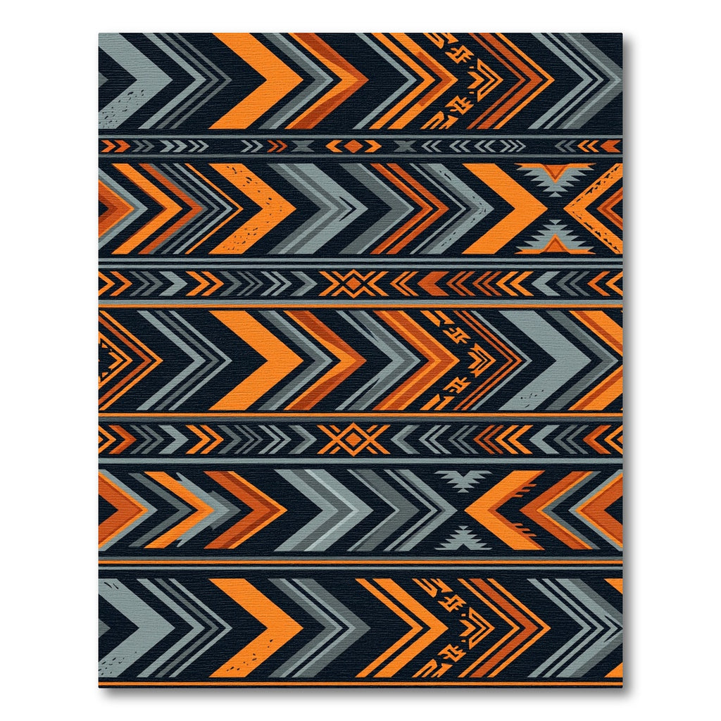 Bold Orange Gray Tribal Chevron Rug