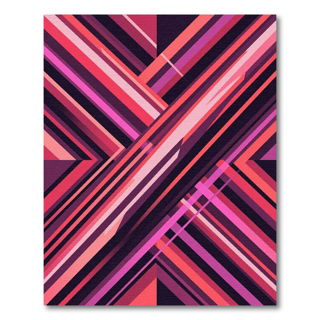 Abstract Crimson Pink Angular Line Art Rug