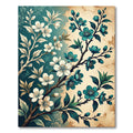 Teal and Cream Cherry Blossom Branch Rug