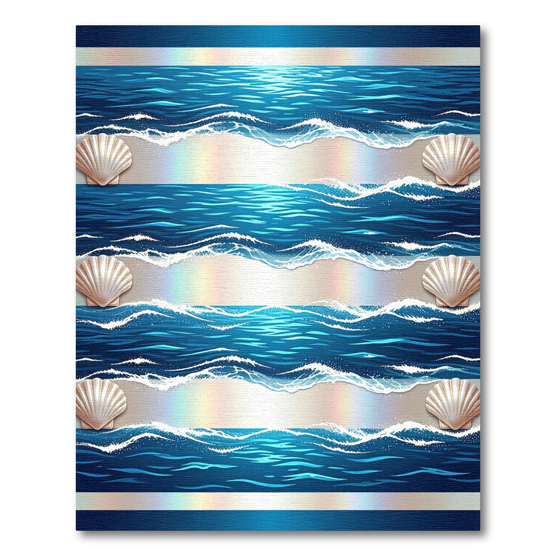 Ocean Waves with Seashells and Sand Rug