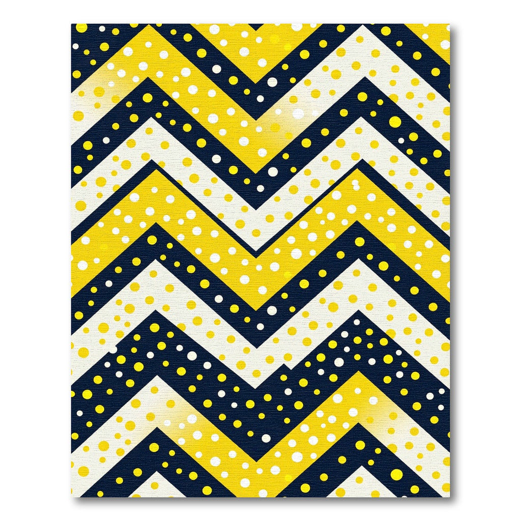 Bold Yellow Navy Polka Dot Chevron Rug