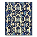 Elegant Navy Gold Lantern Geometric Tile Rug