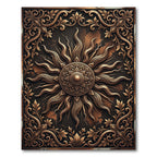 Ornate Bronzed Celestial Sun Medallion Rug