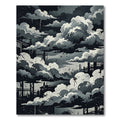 Industrial Cloudscape Monochrome Abstract Art Rug