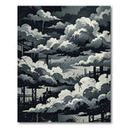 Industrial Cloudscape Monochrome Abstract Art Rug