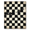 Distressed Black White Chessboard Splatter Rug