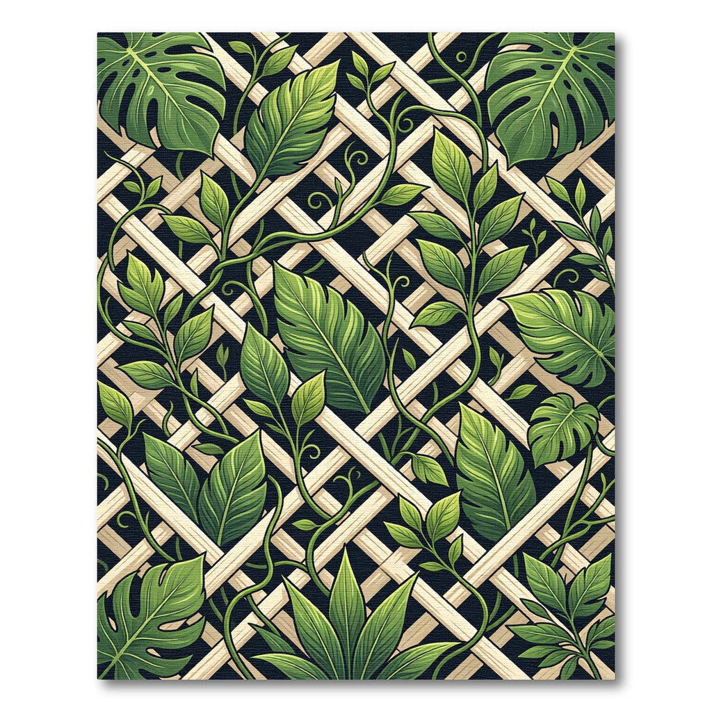 Lush Green Tropical Foliage Lattice Rug