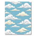 Whimsical Sky Blue Cloud Swirls Rug