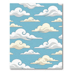 Whimsical Sky Blue Cloud Swirls Rug