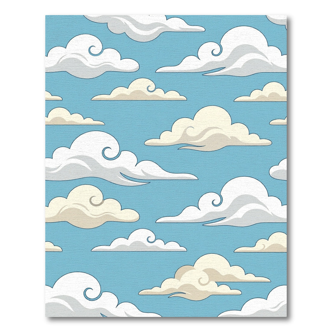 Whimsical Sky Blue Cloud Swirls Rug