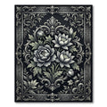 Monochromatic Ornate Floral Baroque Charcoal Rug