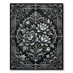 Monochromatic Ornate Floral Baroque Charcoal Rug