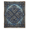 Ornate Blue Silver Victorian Scrollwork Rug