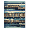 Coastal Wooden Piers Abstract Stripes Rug