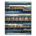 Coastal Wooden Piers Abstract Stripes Rug