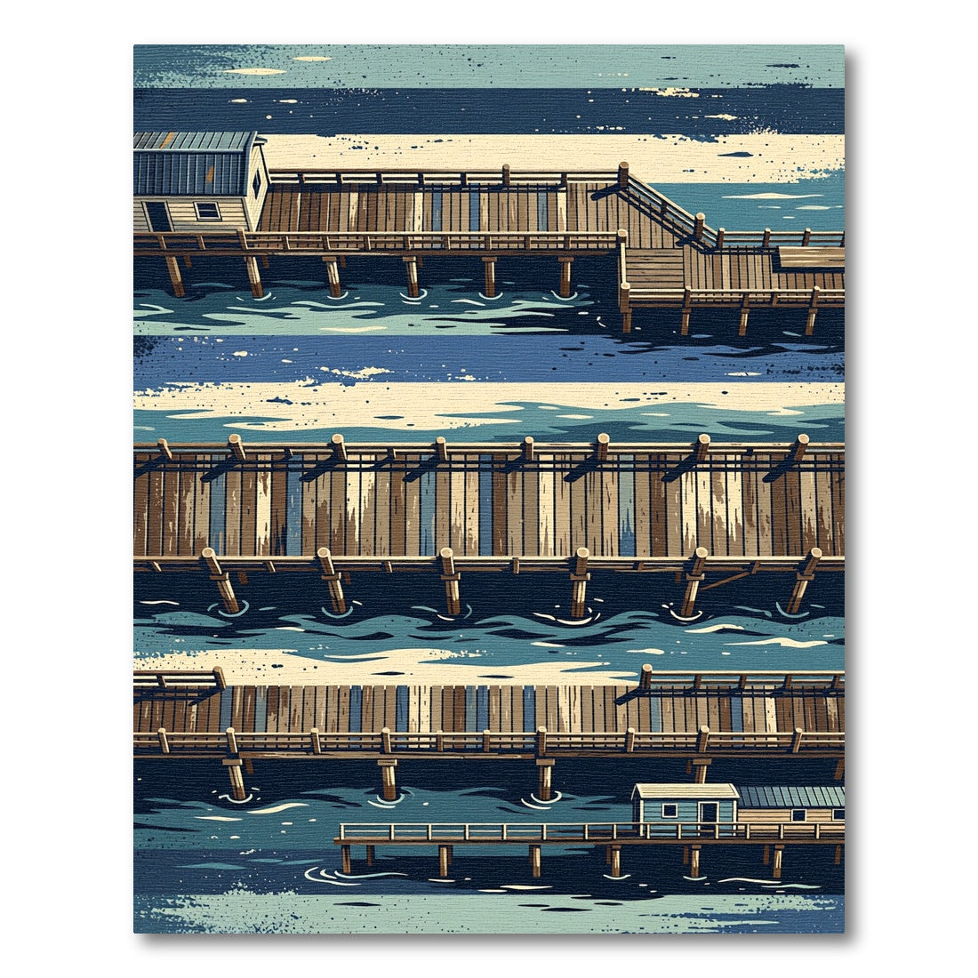 Coastal Wooden Piers Abstract Stripes Rug
