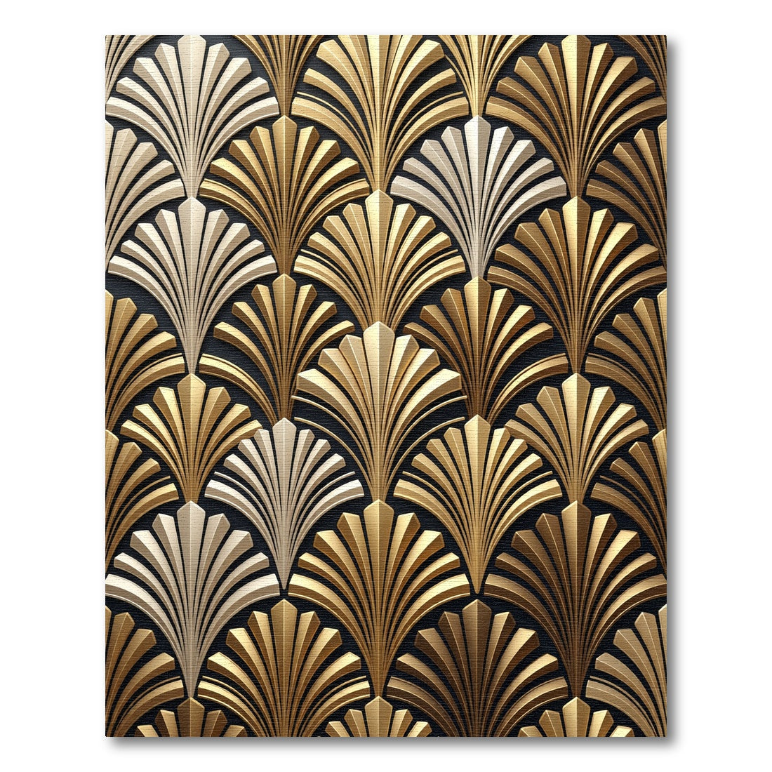 Sophisticated Art Deco Gold Fan Rug