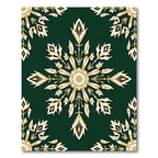 Emerald Green Golden Leaf Medallion Rug