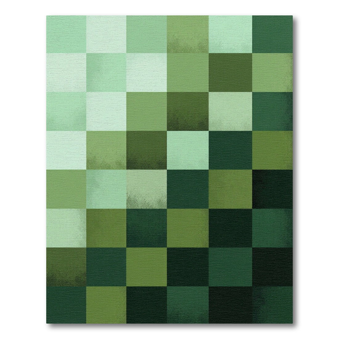 Emerald Green Monochrome Checkerboard Rug