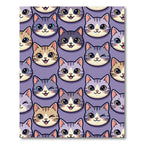 Cute Whimsical Pastel Purple Cat Faces Rug