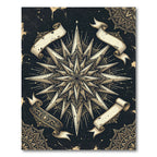 Gold Starburst Mandala With Ribbons Rug