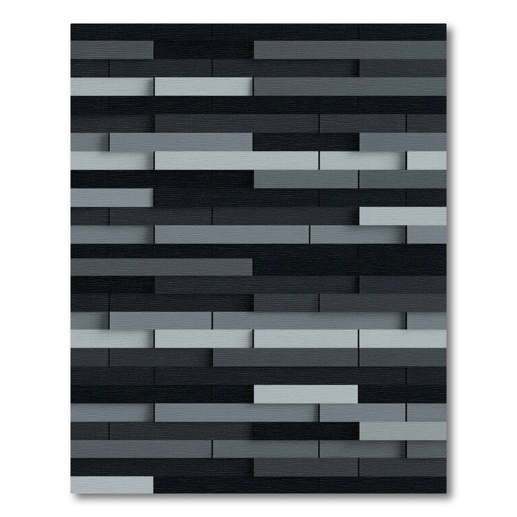Modern Charcoal Gray Layered Block Rug