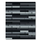 Modern Charcoal Gray Layered Block Rug