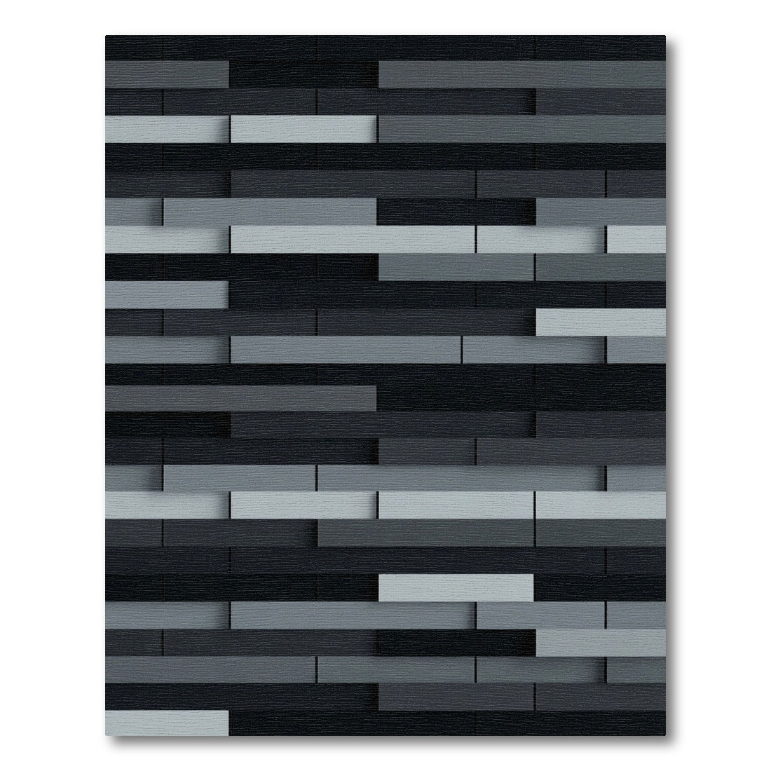 Modern Charcoal Gray Layered Block Rug