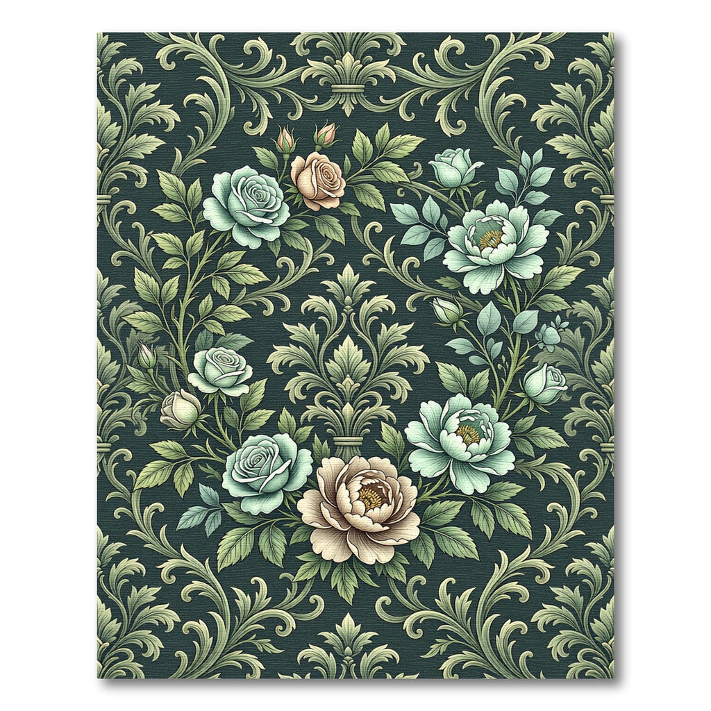 Vintage Floral Scrollwork Garden Rug