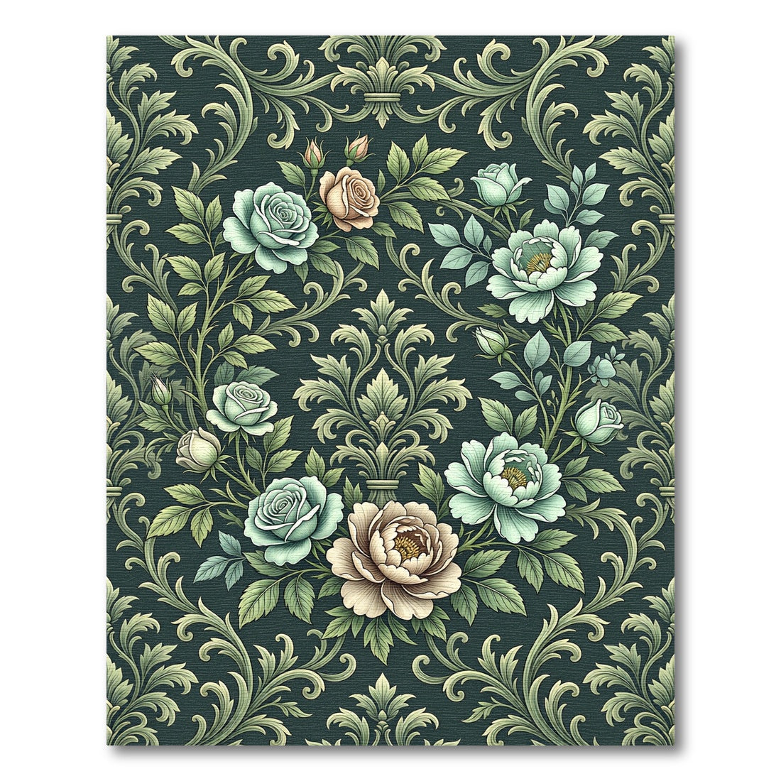 Vintage Floral Scrollwork Garden Rug