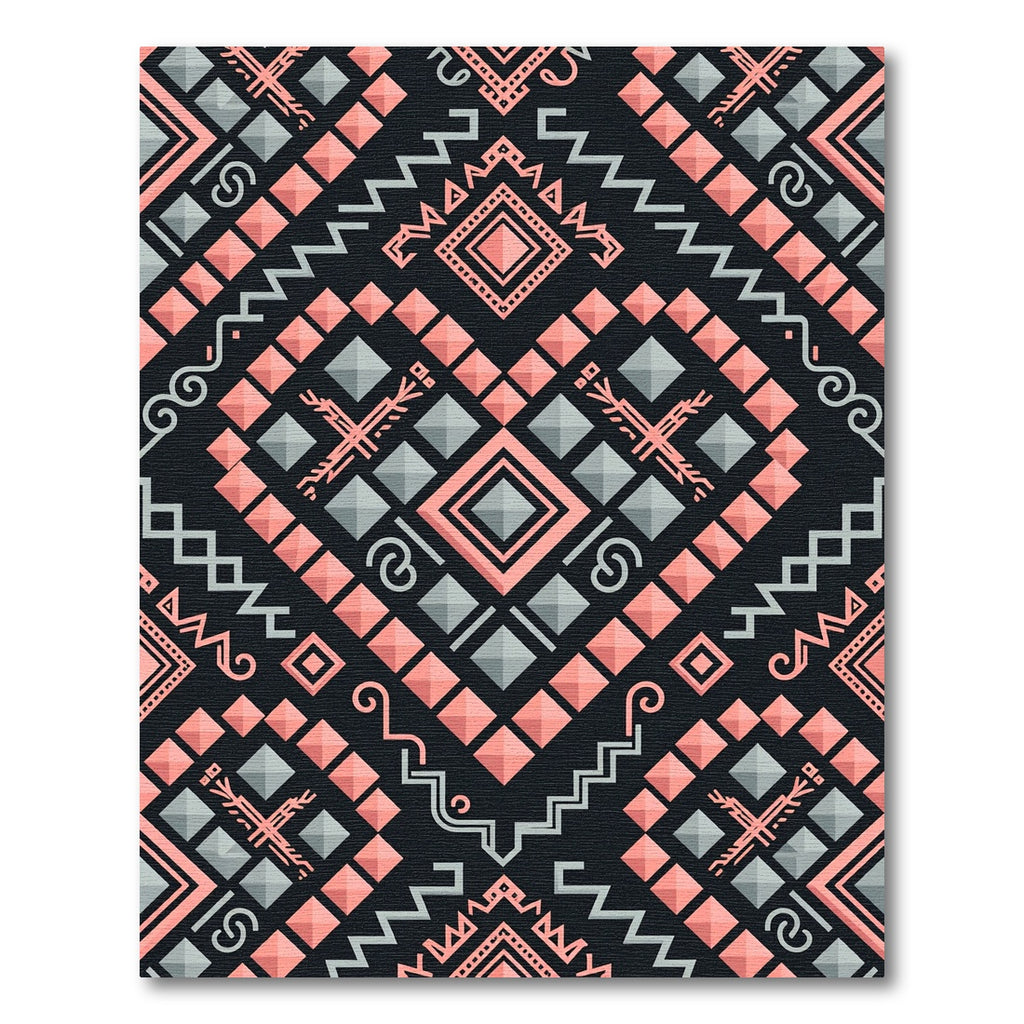 Geometric Heart Aztec Pink Gray Rug